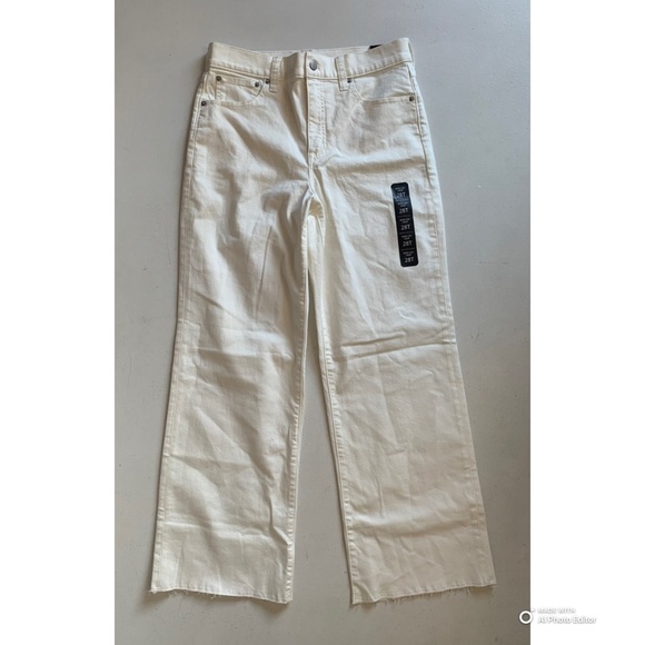 J Crew Factory Tall White Wide-Leg Cropped Jean in All Day Stretch Size 28T NWT - Picture 3 of 17